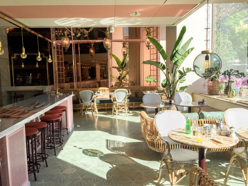Gretas Haymarket cafe stockholm is a stylish brunch hotspot with light pink decor and light, healthy breakfast options. 