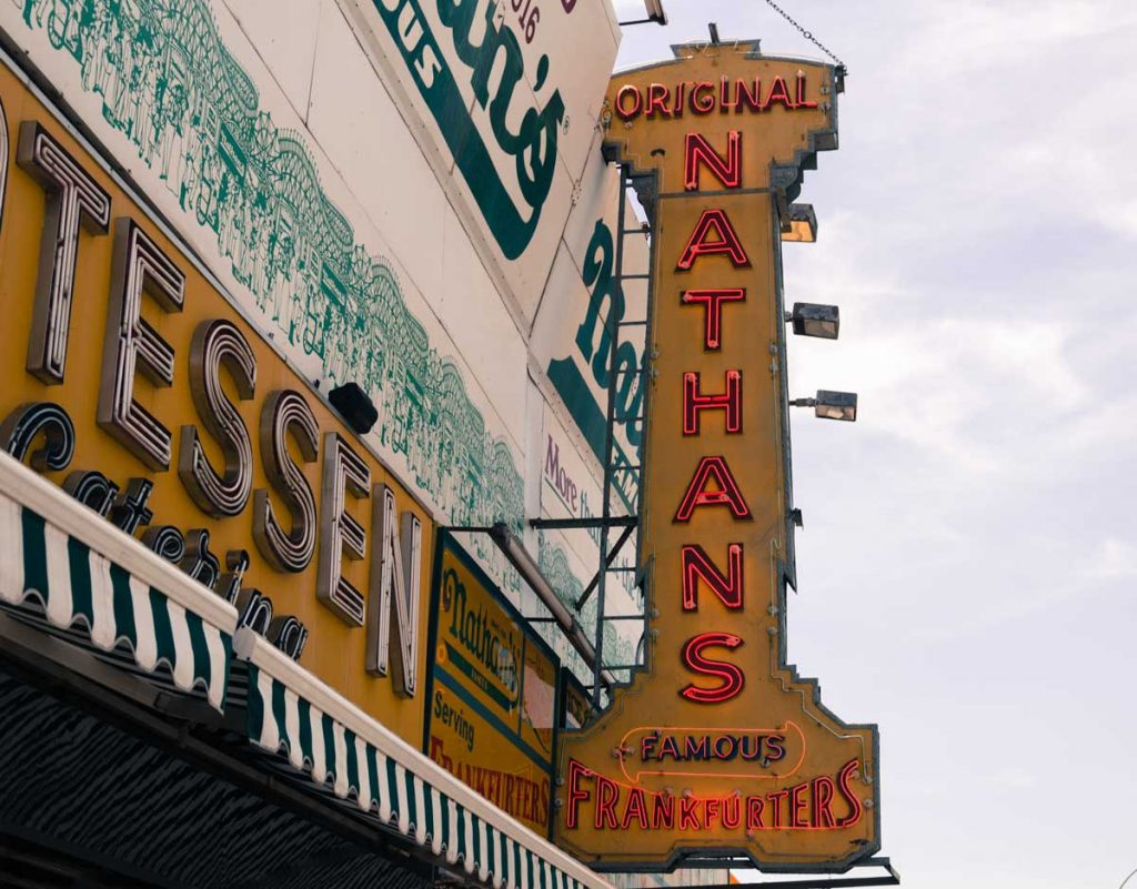 The iconic Nathan's Hotdogs at Coney Island