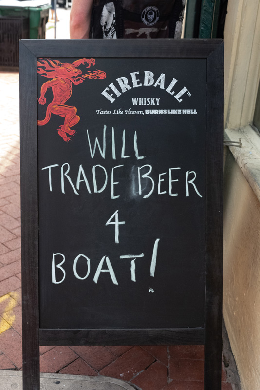 Humor during hurricane will trade beer for a boat Bourbon Street