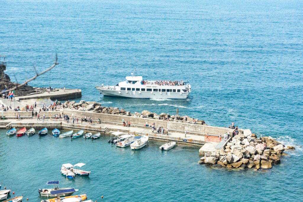 The ferries and cruise ships bring massive crowds visiting Cinque Terre