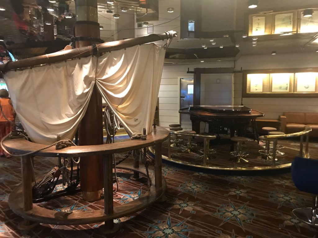 The Schooner Bar is a nautical-themed bar on the Royal Caribbean Majesty of the Seas 