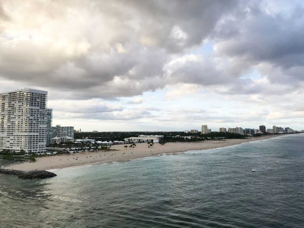 Your view from the deck of the Royal Caribbean Majesty of the Sea as you leave Fort Lauderdale, Florida