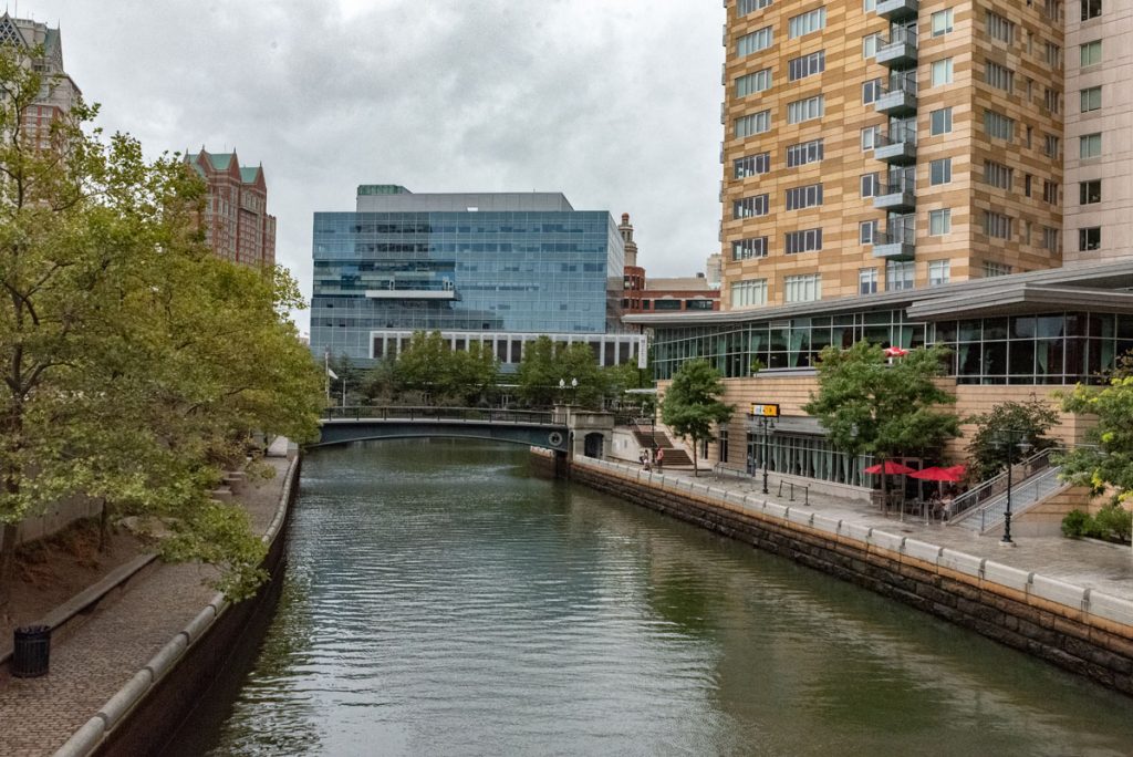 One of the best things to do in Providence, RI is to wander Providence River. In most years there is a fire display, but it's still peaceful, meandering between the buildings of downtown. 