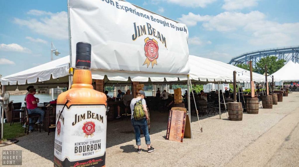The first whiskey we taste at this bacon and bourbon festival is Jim Beam. 