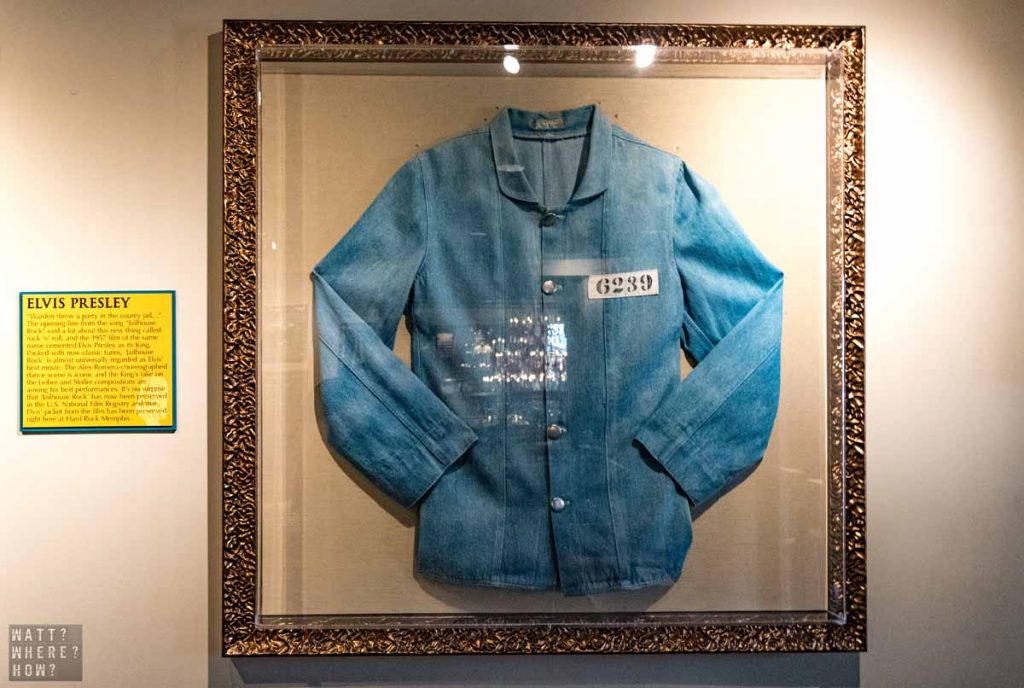 You will find rock memorabilia aplenty at the Hard Rock Cafe Memphis - like the shirt worn by Elvis Presley in Jailhouse Rock. 