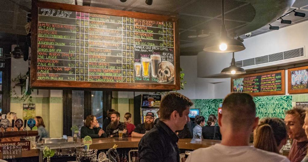 The former round bar of the Shamrock Hotel is almost unrecognizable as the new arcade bar, Netherworld Brisbane. 