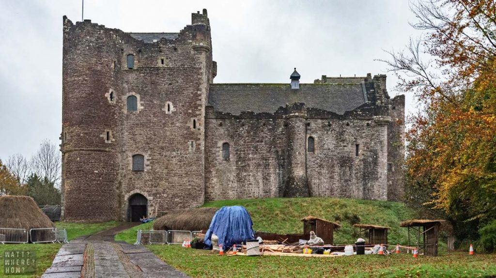 On a search for the Monty Python and the Holy Grail locations we found Doune Castle mid-shoot