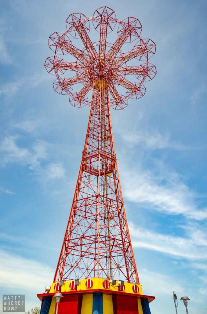 The main icon of the coney island boardwalk is the parachute jump 
