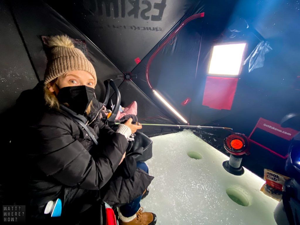 When ice fishing in the Adirondacks, a shanty will provide you with the protection from the arctic winds. 
