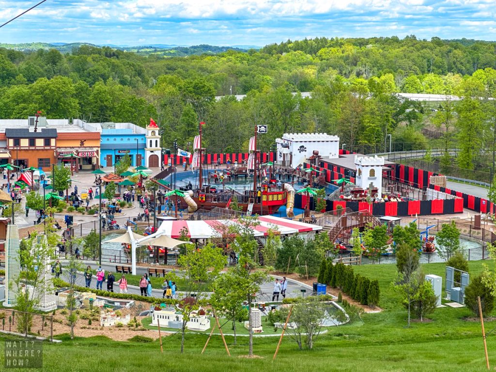 From the top of the hill at Legoland you can see a world of pirate ships and pools. Our Legoland New York review goes into the full details. 